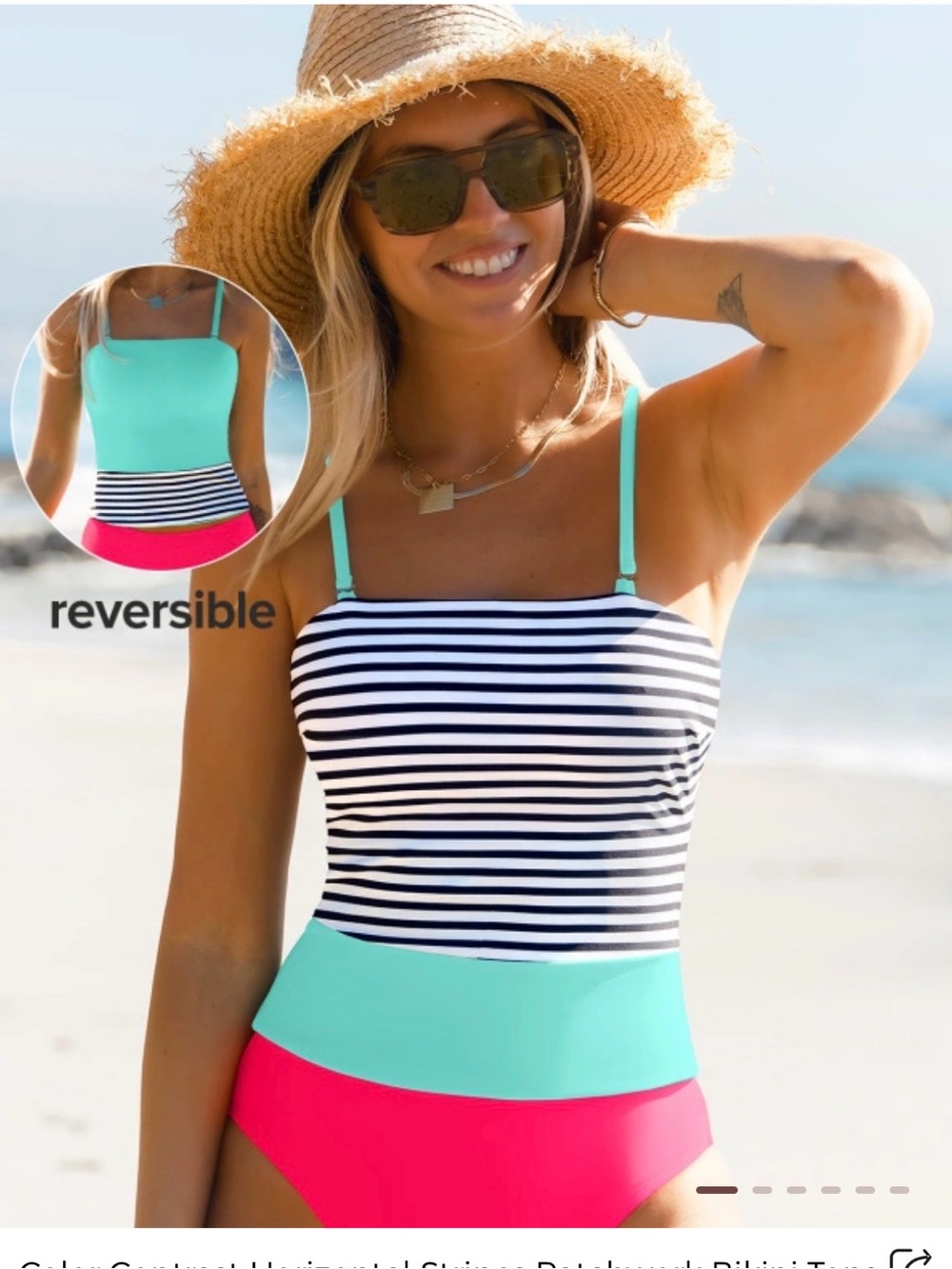 Reversible Striped Mint & Pink Camisole Tank Top